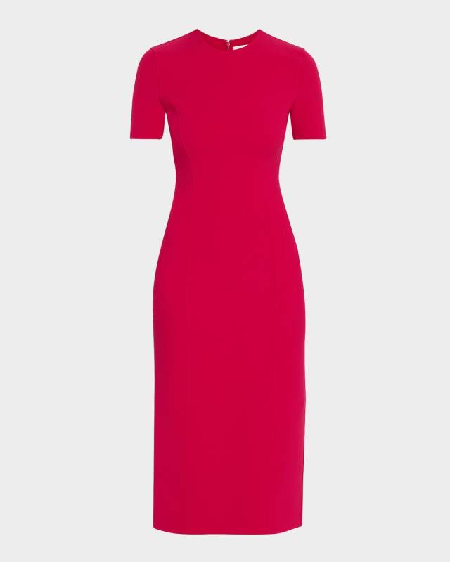 Short-Sleeve Midi Sheath Dress
